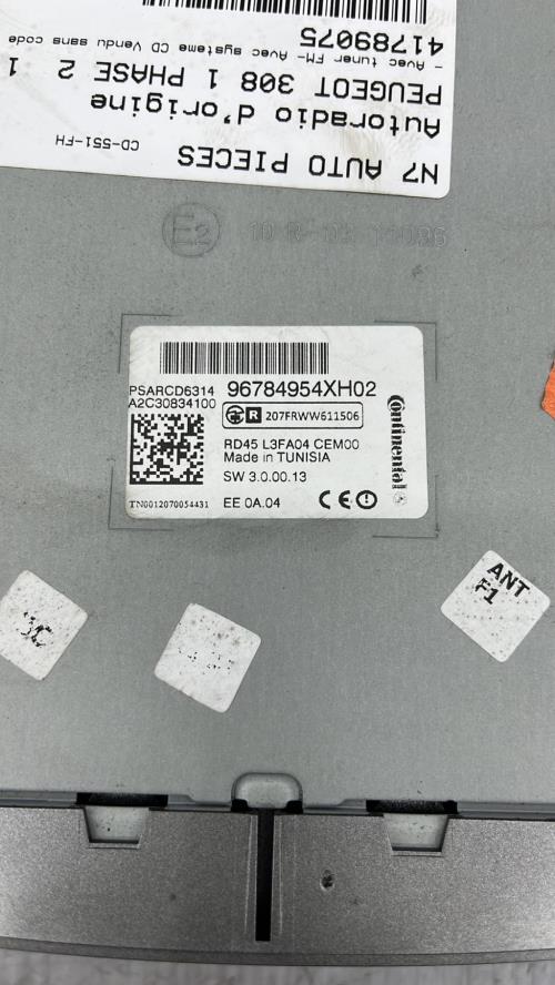 Autoradio d'origine PEUGEOT 308 1 PHASE 2 Diesel