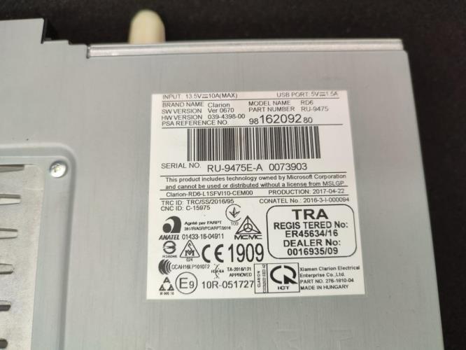 Autoradio d'origine PEUGEOT EXPERT 3 PHASE 1 Diesel