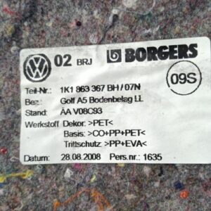 Moquette VOLKSWAGEN GOLF 5 Diesel