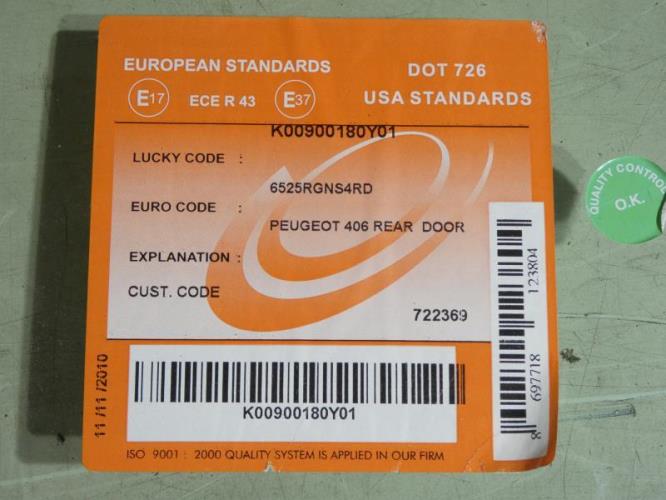 Vitre arriere droit PEUGEOT 406 PHASE 1 Diesel