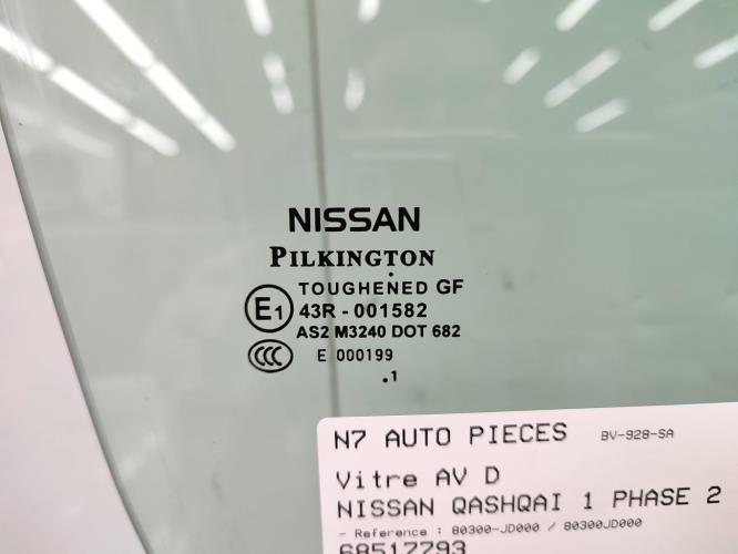 Vitre avant droit NISSAN QASHQAI 1 PHASE 2 Diesel